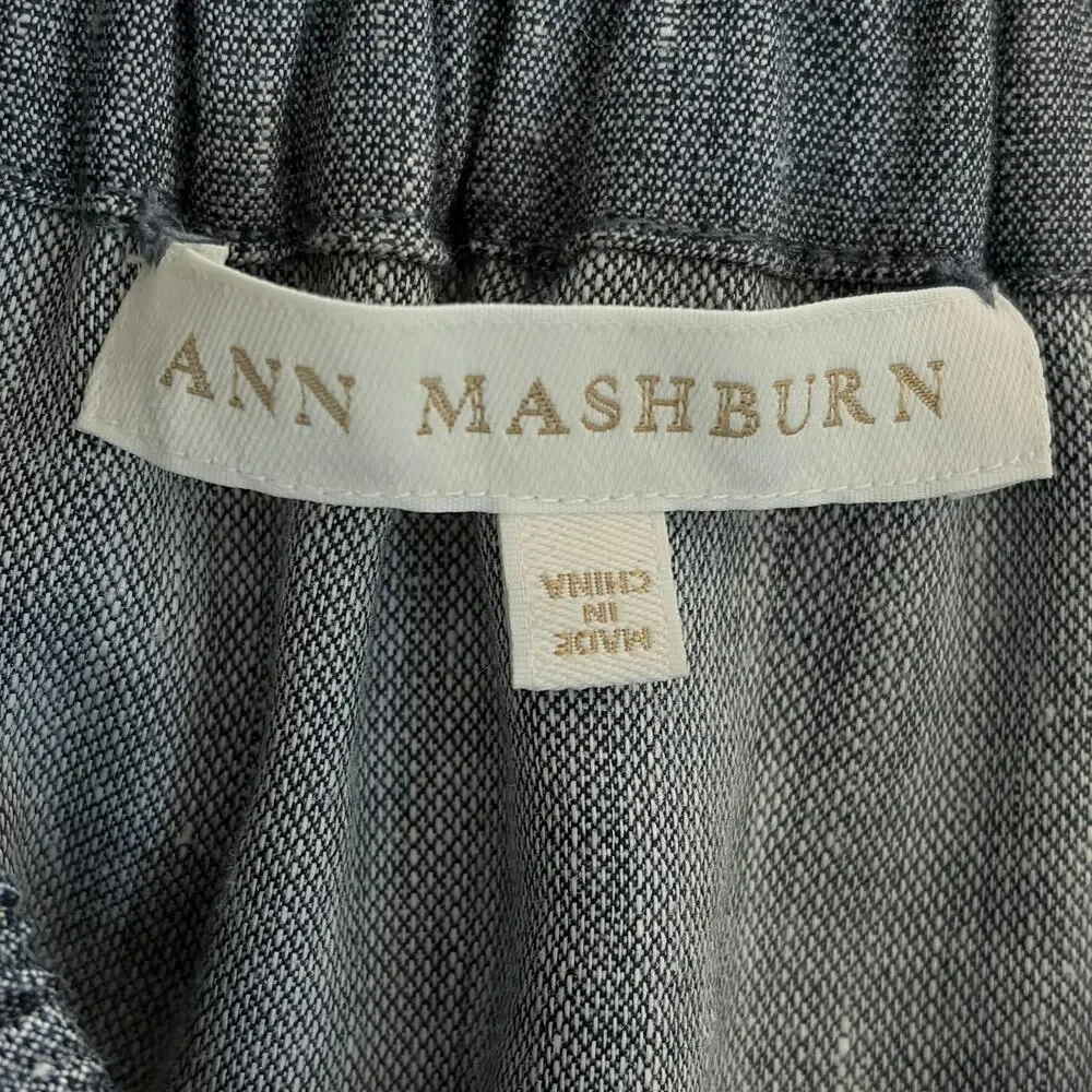Ann Mashburn Off-The-Shoulder Ruffle Linen Blend Dress Chambray Medium